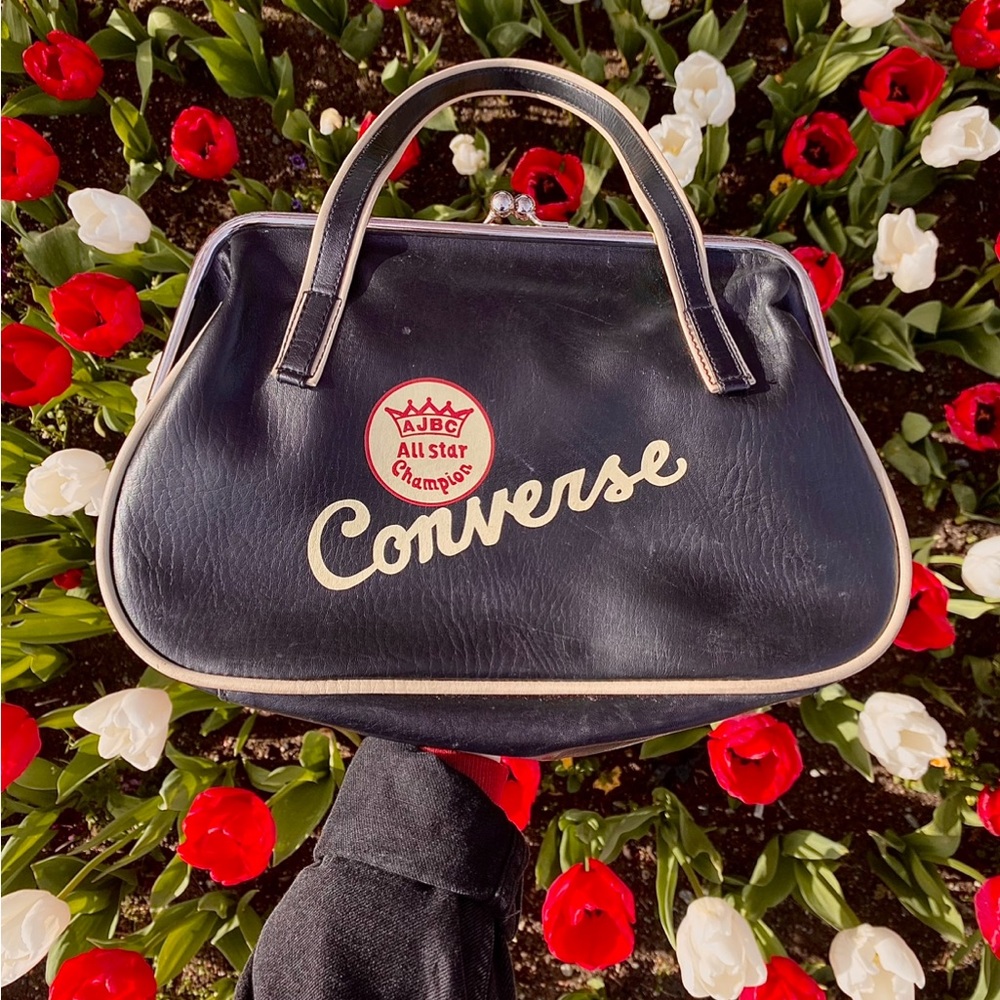 Vintage Converse Black Satchel snap closure Bag